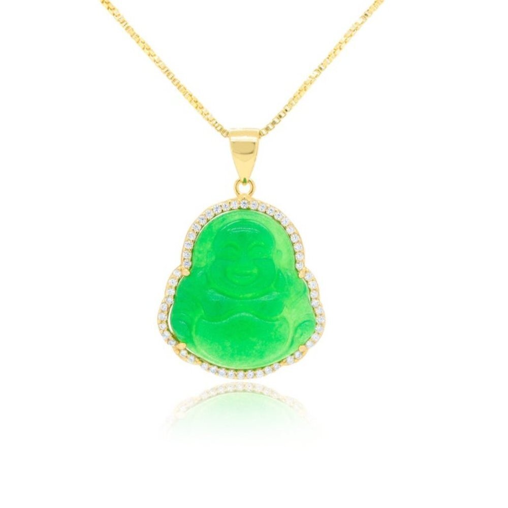 14k Gold Plated Jade Buddha Pendant
